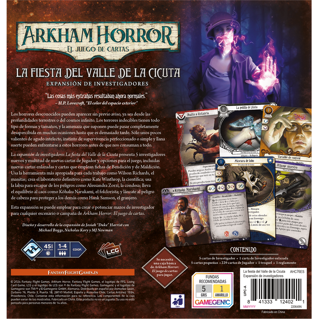 ARKHAM HORROR LA FIESTA DEL VALLE DE LA CICUTA EXP. INVESTIGADORES