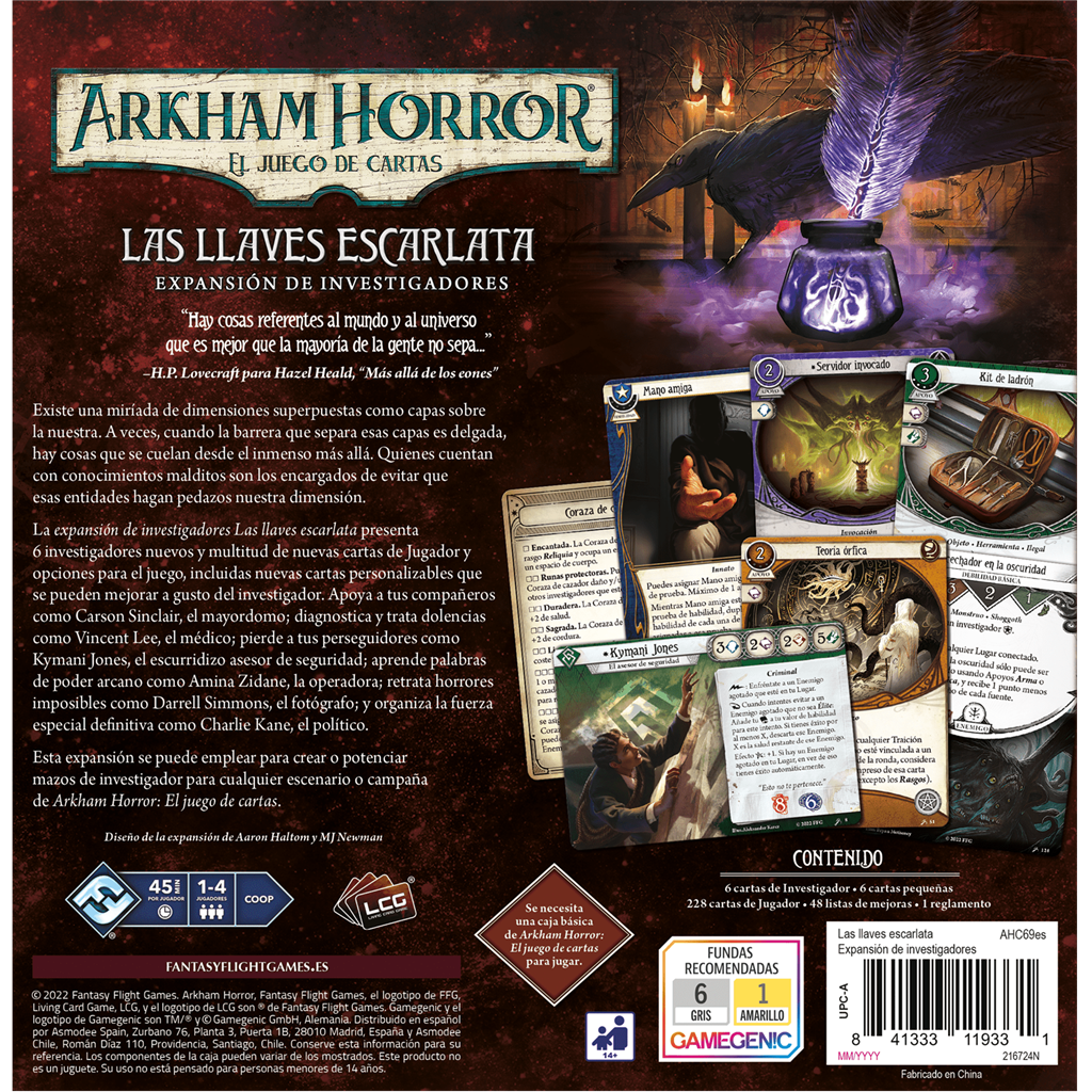 ARKHAM HORROR LAS LLAVES ESCARLATA EXP. INVESTIGADORES